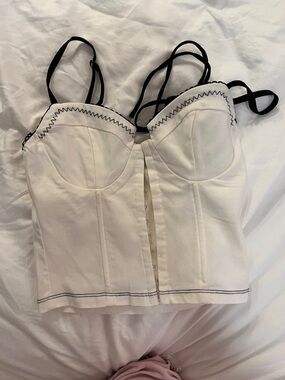 Princess Polly White Bustier Top with Black Trim